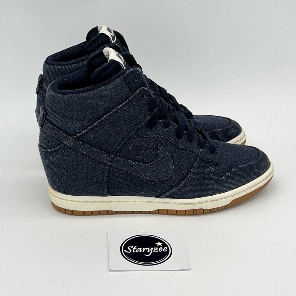 Nike Dunk Sky Hi Essential Hidden Wedge Heel 644877-400 Denim Blue Size 8.5